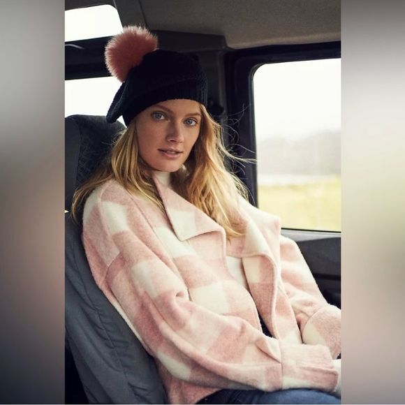 Anthropologie blushed Buffalo plaid pink jacket size extra small - Picture 3 of 5